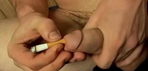  Perverted youngster wanks off cock while chainsmoking